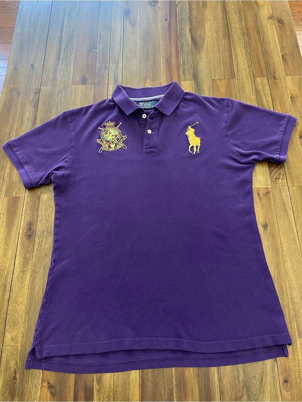 Vintage Purple Polo Ralph Lauren Big Pony Horse & Rider Jockey Embroidered